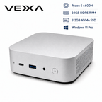 VEXXA Mini PC – AMD Ryzen 5 6600H, 24GB DDR5, 512GB NVMe SSD, Windows 11 Pro