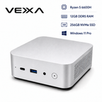 VEXXA Mini PC – AMD Ryzen 5 6600H, 12GB DDR5, 256GB NVMe SSD, Windows 11 Pro