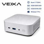 VEXXA Mini PC – AMD Ryzen 7 7735HS, 24GB DDR5, 512GB NVMe SSD, Windows 11 Pro