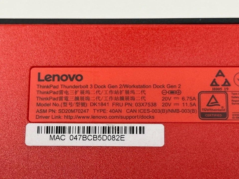 Lenovo ThinkPad Thunderbolt 3 Dock Gen 2 40AN with 135W AC Adapter